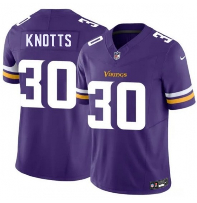 Men's Minnesota Vikings #30 Shaleak Knotts Purple 2026 Draft F.U.S.E. Vapor Untouchable Limited Football Stitched Jersey