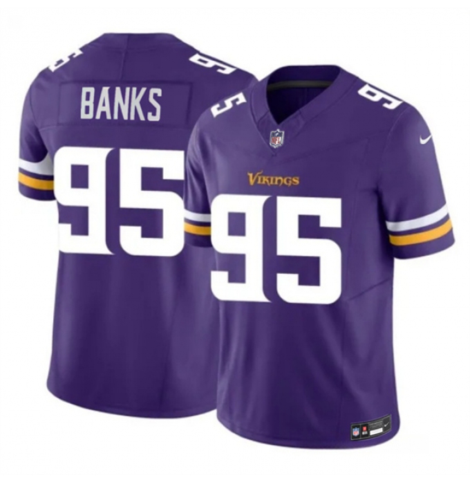 Men's Minnesota Vikings #95 Caleb Banks Purple 2026 Draft F.U.S.E. Vapor Untouchable Limited Football Stitched Jersey