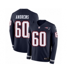 Youth Nike New England Patriots #60 David Andrews Limited Navy Blue Therma Long Sleeve NFL Jersey