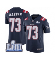 Men's Nike New England Patriots #73 John Hannah Limited Navy Blue Rush Vapor Untouchable Super Bowl LIII Bound NFL Jersey