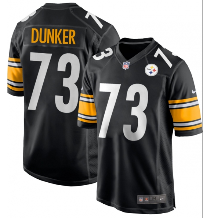 Men's Pittsburgh Steelers #73 Gennings Dunker Black Replica Home Stitched Jersey