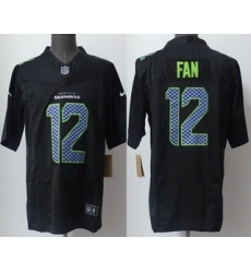 Men's Seattle Seahawks #12 Fan Limited Black Fashion FUSE Vapor Jersey