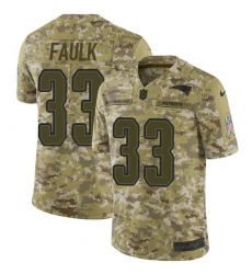 Youth Nike New England Patriots #33 Kevin Faulk Limited Camo 2018 Salute to Service NFL Jersey