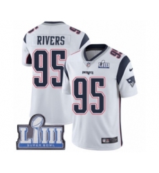 Men's Nike New England Patriots #95 Derek Rivers White Vapor Untouchable Limited Player Super Bowl LIII Bound NFL Jersey