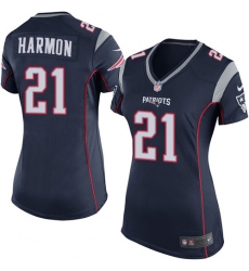 Women's Nike New England Patriots #21 Duron Harmon Game Navy Blue Team Color NFL Jersey