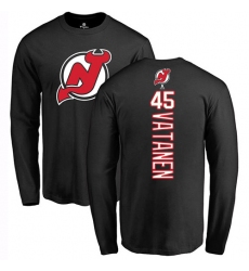 NHL Adidas New Jersey Devils #45 Sami Vatanen Black Backer Long Sleeve T-Shirt