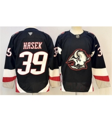 Men's Buffalo Sabres #39 Dominik Hasek Black 2024-25 Alternate Stitched Hockey Jersey