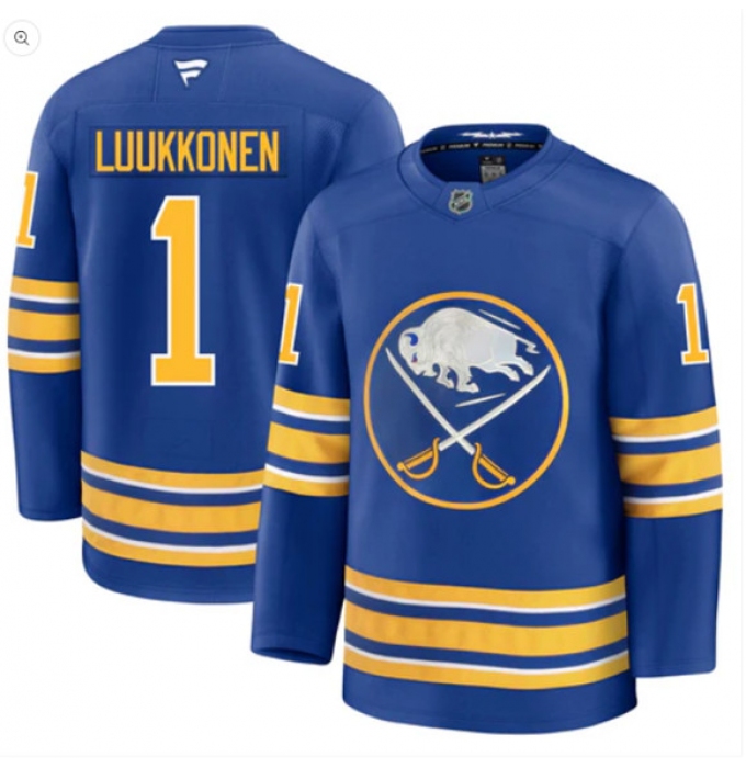 Men's Buffalo Sabres #1 Ukko-Pekka Luukkonen Blue Stitched Hockey Jersey