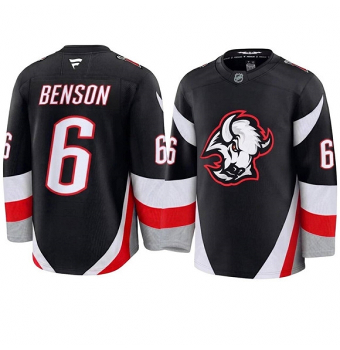 Men's Buffalo Sabres #6 Zach Benson Black Alternate Stitched Hockey Jersey