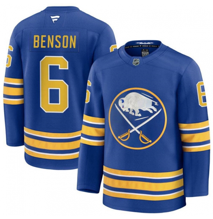Men's Buffalo Sabres #6 Zach Benson Blue Stitched Hockey Jersey