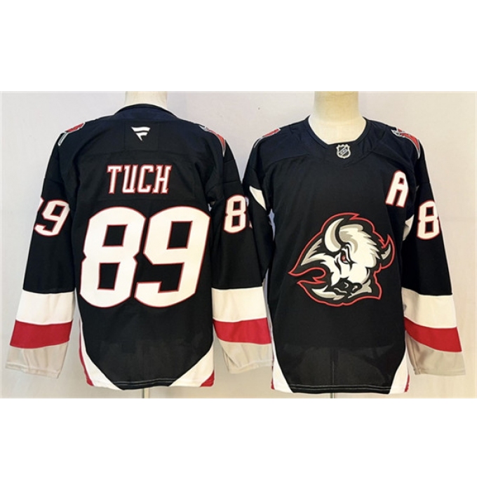 Men's Buffalo Sabres #89 Alex Tuch Black 2024-25 With A Alternate Stitched Hockey Jersey