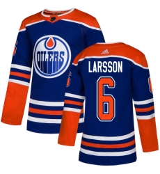 Men's Adidas Edmonton Oilers #6 Adam Larsson Premier Royal Blue Alternate NHL Jersey
