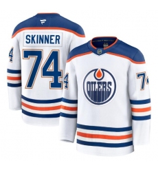 Men's Edmonton Oilers #74 Stuart Skinner Fanatics White 2024-25 Away Premium Jersey