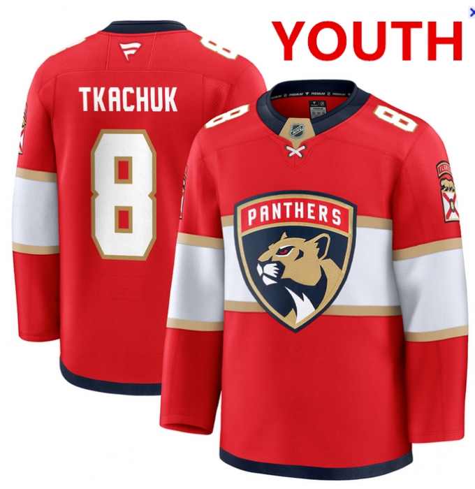 Youth Florida Panthers #8 Brady Tkachuk Red Stitched Hockey Home Jersey
