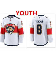 Youth Florida Panthers #8 Brady Tkachuk White Stitched Hockey away jersey