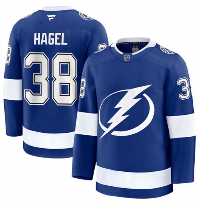 Men's Tampa Bay Lightning #38 Brandon Hagel Blue Home Stitched Hockey Jersey