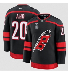 Men's Carolina Hurricanes #20 Sebastian Aho Black 2026 Stanley Cup Final Home Premium Hockey Stitched Jersey