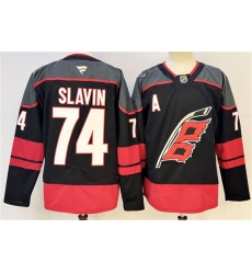 Men's Carolina Hurricanes #74 Jaccob Slavin Black 2024-25 With A Stitched Hockey Jersey