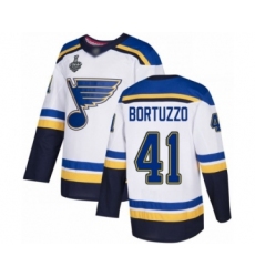 Youth St. Louis Blues #41 Robert Bortuzzo Authentic White Away 2019 Stanley Cup Final Bound Hockey Jersey
