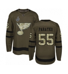 Youth St. Louis Blues #55 Colton Parayko Authentic Green Salute to Service 2019 Stanley Cup Final Bound Hockey Jersey