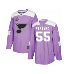 Youth St. Louis Blues #55 Colton Parayko Authentic Purple Fights Cancer Practice 2019 Stanley Cup Final Bound Hockey Jersey
