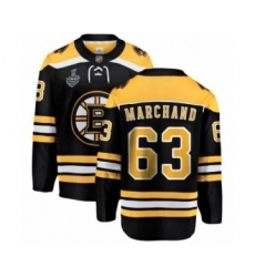 Men's Boston Bruins #63 Brad Marchand Authentic White Away Fanatics Branded Breakaway 2019 Stanley Cup Final Bound Hockey Jersey