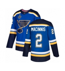 Men's St. Louis Blues #2 Al Macinnis Premier Royal Blue Home 2019 Stanley Cup Final Bound Hockey Jersey