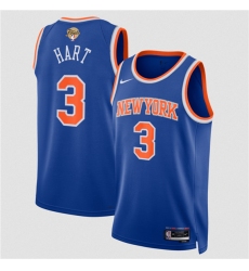 Men's New Yok Knicks #3 Josh Hart Blue 2026 Finals Icon Edition Stitched Basketball Jersey