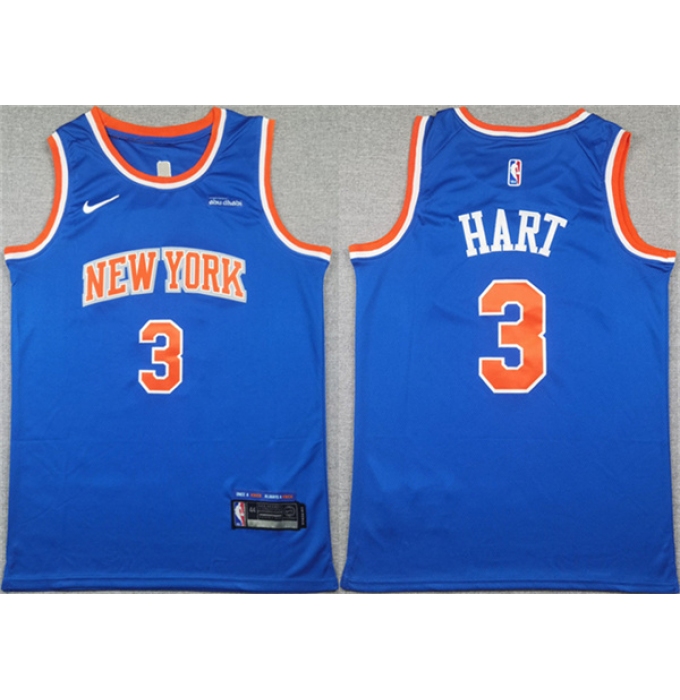 Men's New Yok Knicks #3 Josh Hart Blue Icon Edition Edition Stitched Basketball Jersey