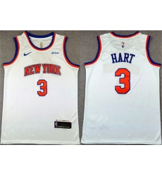 Men's New Yok Knicks #3 Josh Hart White Association Edition Stitched Basketball Jersey