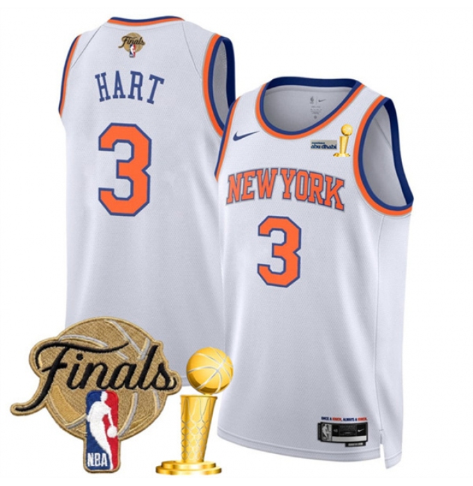 New Yok Knicks #3 Josh Hart White 2026 Finals And Finals Champions Association Edition Stitched Basketball Jersey