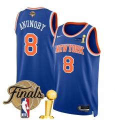 Men's New Yok Knicks #8 OG Anunoby Blue 2026 Finals And Finals Champions Icon Edition Stitched Basketball Jersey