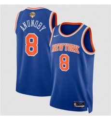 Men's New Yok Knicks #8 OG Anunoby Blue 2026 Finals Icon Edition Stitched Basketball Jersey
