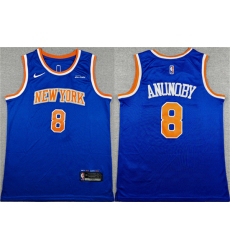 Men's New Yok Knicks #8 OG Anunoby Blue Icon Edition Edition Stitched Basketball Jersey