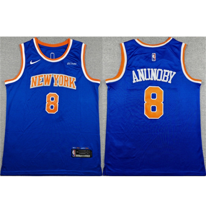 Men's New Yok Knicks #8 OG Anunoby Blue Icon Edition Edition Stitched Basketball Jersey