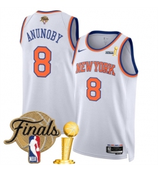 New Yok Knicks #8 OG Anunoby White 2026 Finals And Finals Champions Association Edition Stitched Basketball Jersey