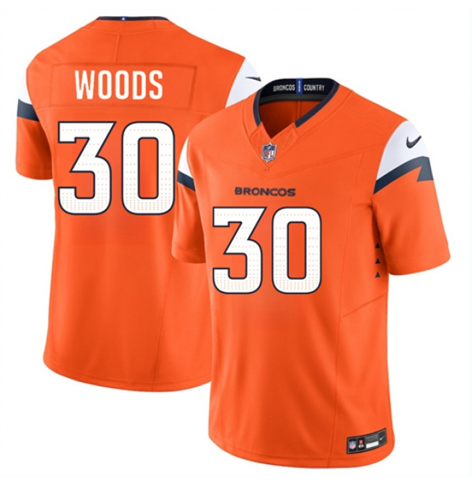 Men's Denver Broncos #30 Mike Woods Orange 2026 F.U.S.E. Vapor Limited Football Stitched Jersey