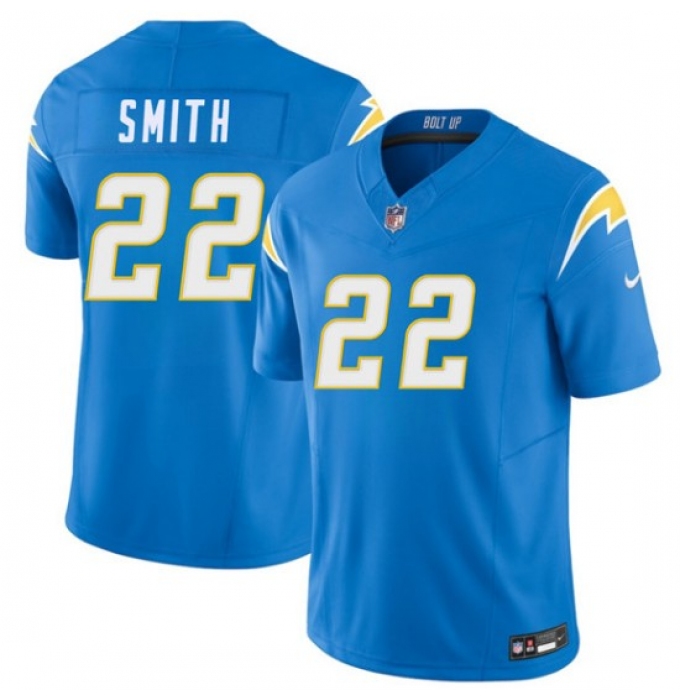 Men's Los Angeles Chargers #22 Genesis Smith Blue 2026 F.U.S.E. Vapor Limited Football Stitched Jersey