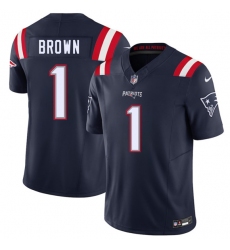 Men's New England Patriots #1 A.J. Brown Navy 2026 Draft F.U.S.E. Vapor Limited Football Stitched Jersey