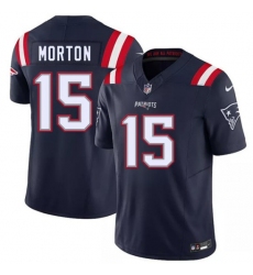 Men's New England Patriots #15 Behren Morton Navy 2026 Draft F.U.S.E. Vapor Limited Football Stitched Jersey