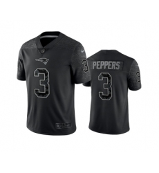 Men's New England Patriots #3 Jabrill Peppers Black Reflective Limited Stitched Football Jersey