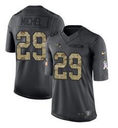 Men's Nike New England Patriots #29 Sony Michel Limited Black 2016 Salute to Service NFL Jersey