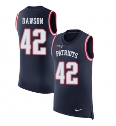 Men's Nike New England Patriots #42 Duke Dawson Navy Blue Rush Player Name & Number Tank Top NFL Jersey
