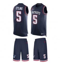 Men's Nike New England Patriots #5 Danny Etling Limited Navy Blue Tank Top Suit NFL Jersey