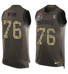 Men's Nike New England Patriots #76 Isaiah Wynn Limited Green Salute to Service Tank Top NFL Jersey