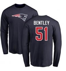 NFL Nike New England Patriots #51 Ja'Whaun Bentley Navy Blue Name & Number Logo Long Sleeve T-Shirt