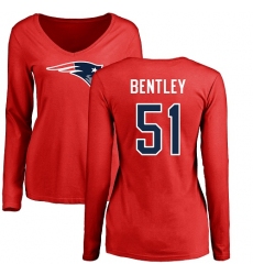 NFL Women's Nike New England Patriots #51 Ja'Whaun Bentley Red Name & Number Logo Slim Fit Long Sleeve T-Shirt