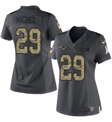 Women's Nike New England Patriots #29 Sony Michel Limited Black 2016 Salute to Service NFL Jersey