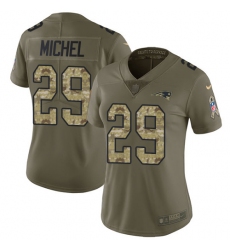 Women's Nike New England Patriots #29 Sony Michel Limited Olive Camo 2017 Salute to Service NFL Jersey