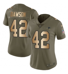 Women's Nike New England Patriots #42 Duke Dawson Limited Olive Gold 2017 Salute to Service NFL Jersey
